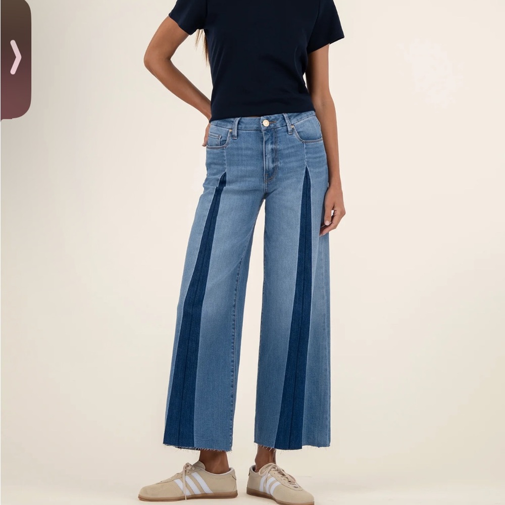 Kut from the Kloth Meg High Waist Raw Hem Wide Leg Jeans